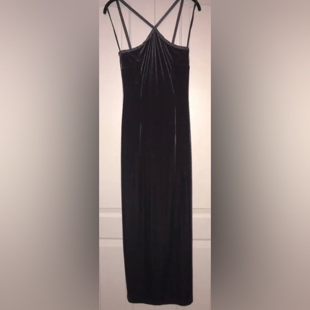 Taking offers Hugo Buscati vintage 90s halter grey evening gown mint condition